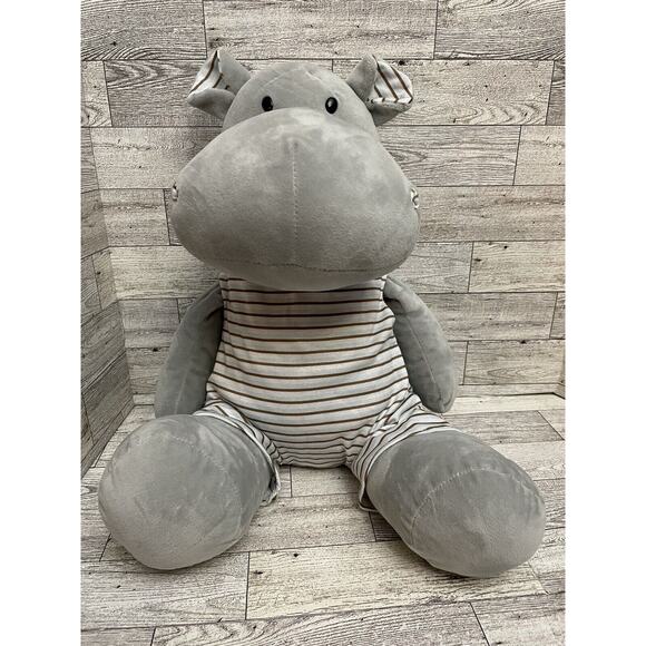 Applesauce Henry The Hippo Plush Stuffed Animal Gray Striped Baby Toy - Picture 1 of 5